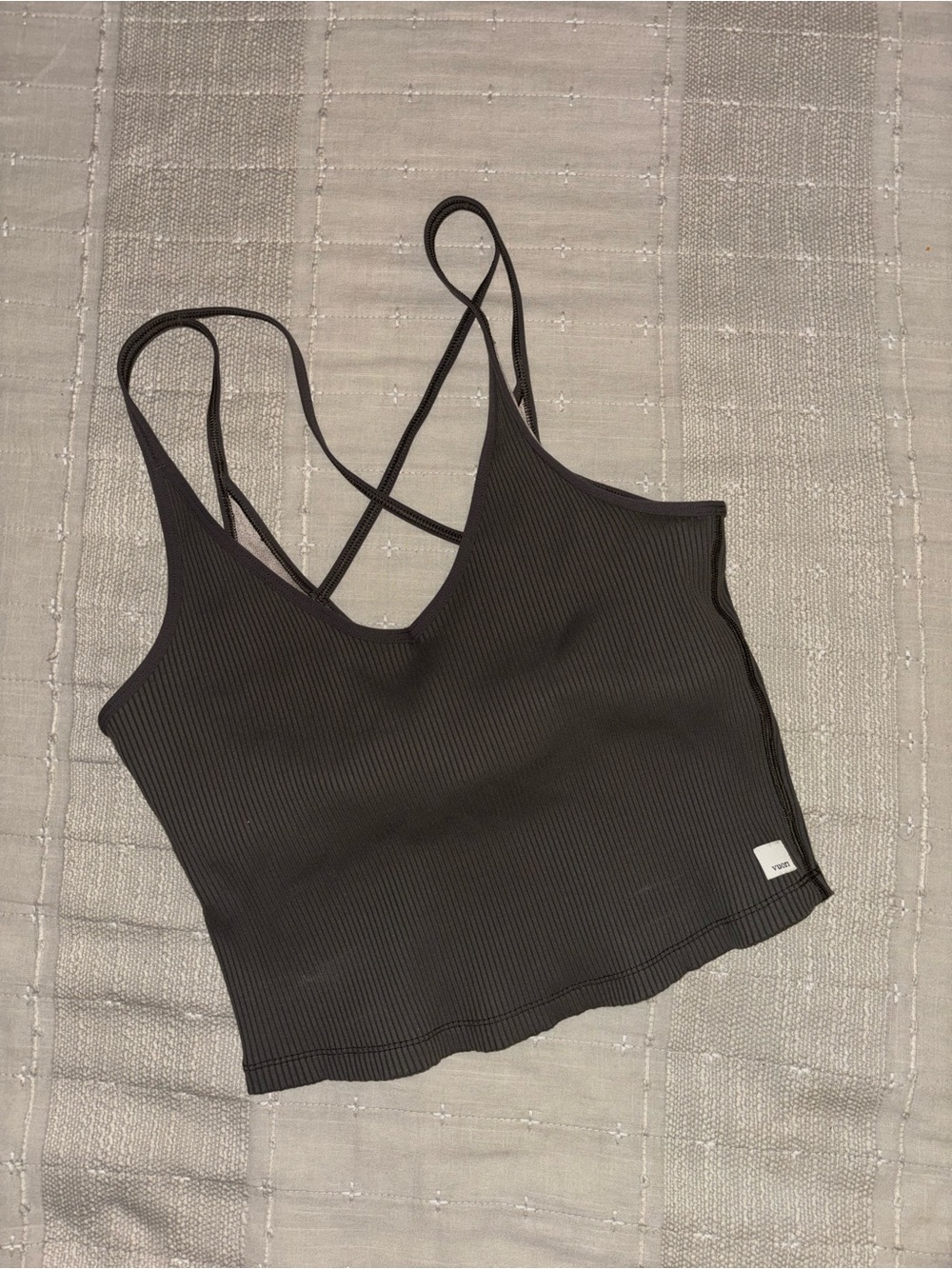 Vuori Black Ribbed Strappy Camisole